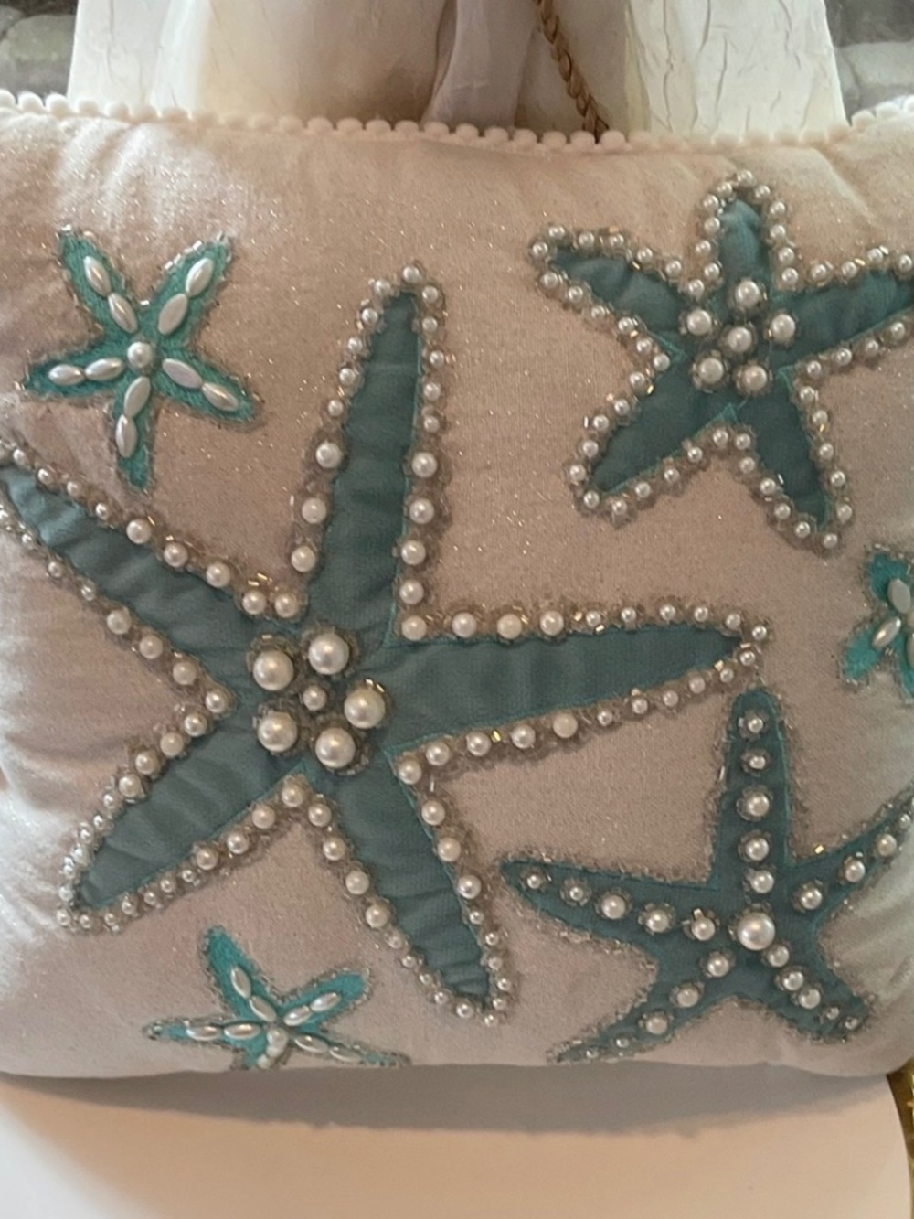 Lovely Beaded Jeweled Throw Pillow